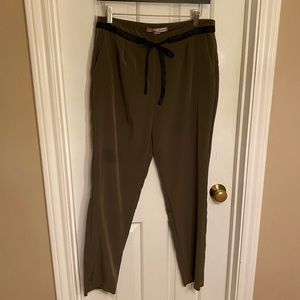 Olive green shiny dress up pants